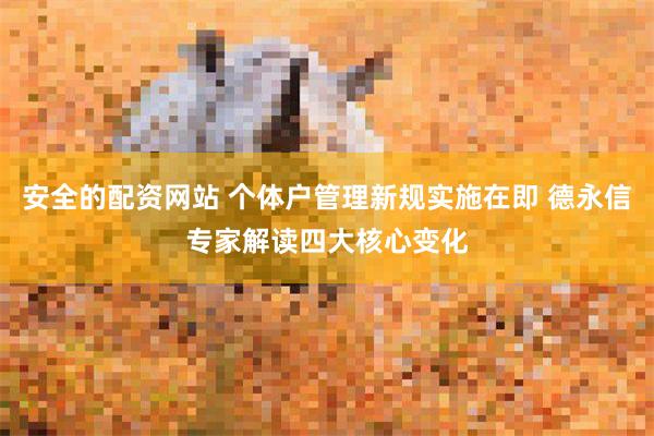 安全的配资网站 个体户管理新规实施在即 德永信专家解读四大核心变化