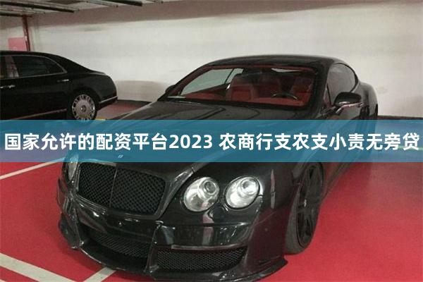 国家允许的配资平台2023 农商行支农支小责无旁贷
