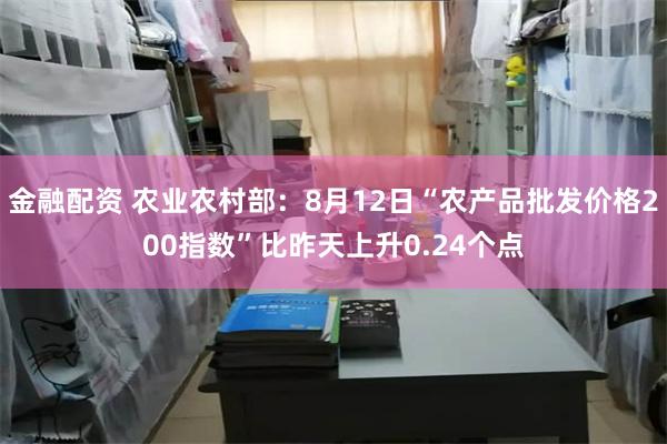 金融配资 农业农村部：8月12日“农产品批发价格200指数”比昨天上升0.24个点